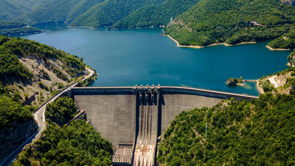 Dam watershed aerial view